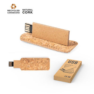 USB 16GB in kurk zakje | Eco geschenk